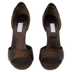 New Edmundo Castillo Brown Lizard and Fur Heels 8