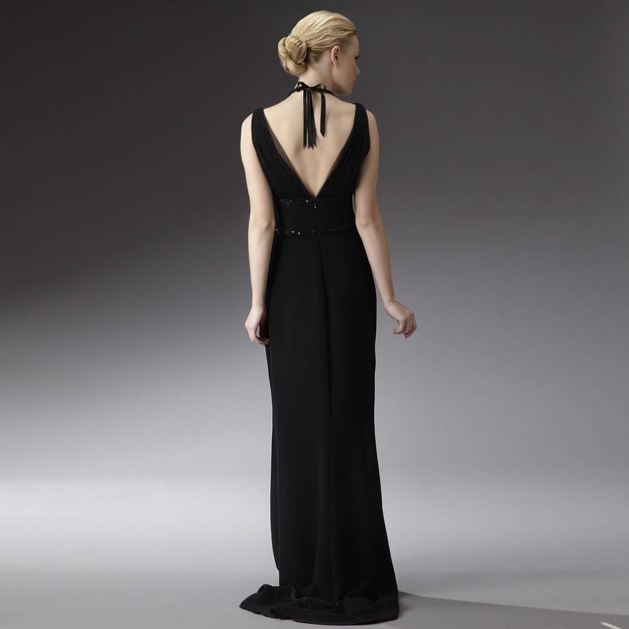 Black New Badgley Mischka Couture Beaded Evening Dress Gown Sz 6
