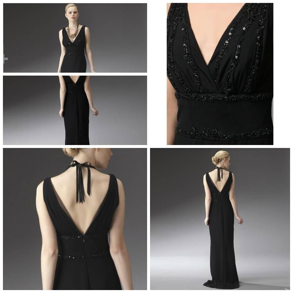 New Badgley Mischka Beaded Evening Dress Gown Sz 6 In New Condition In Leesburg, VA