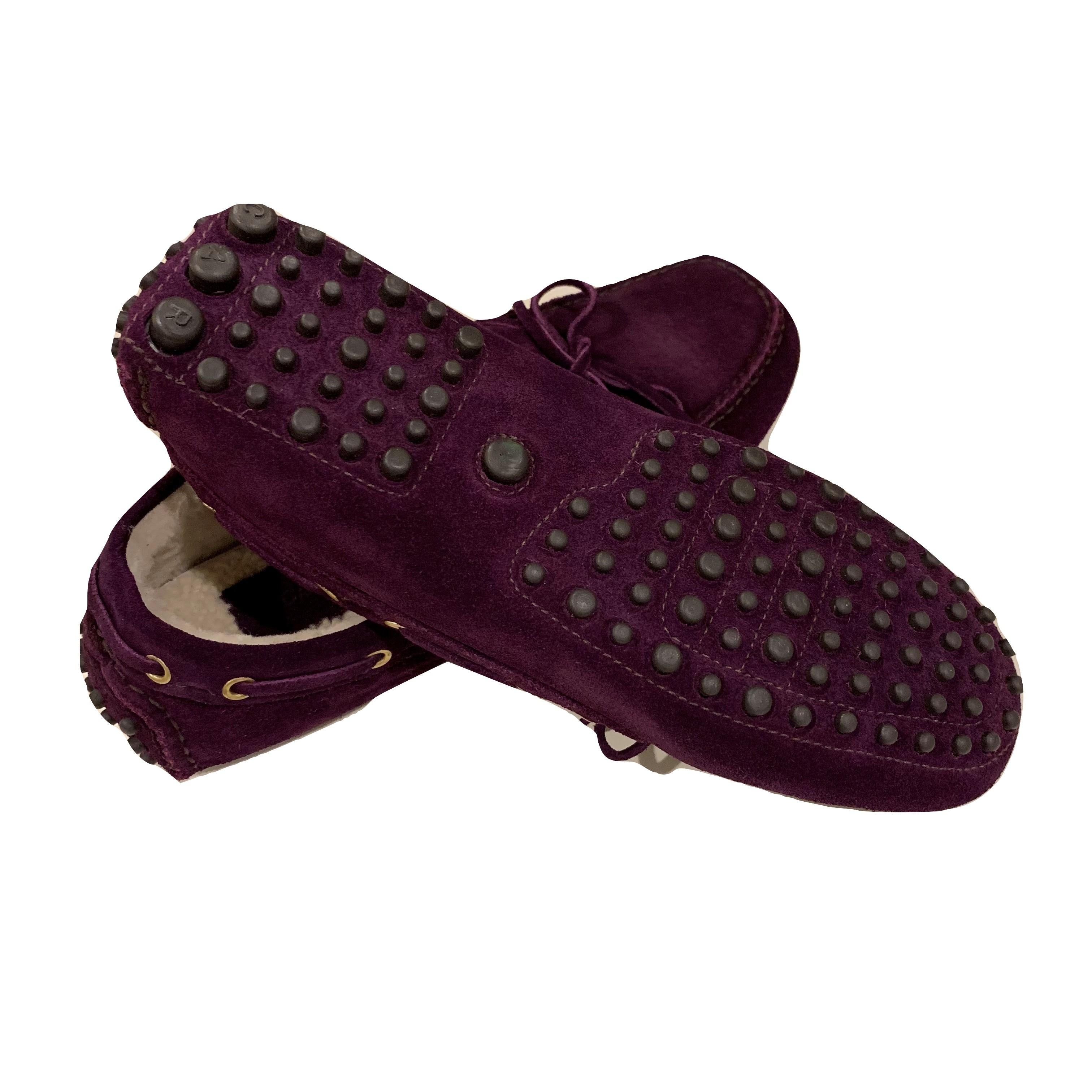 New The Original Prada Car Shoe Flat Moccasin Shearling House Driving  Sz 36 5