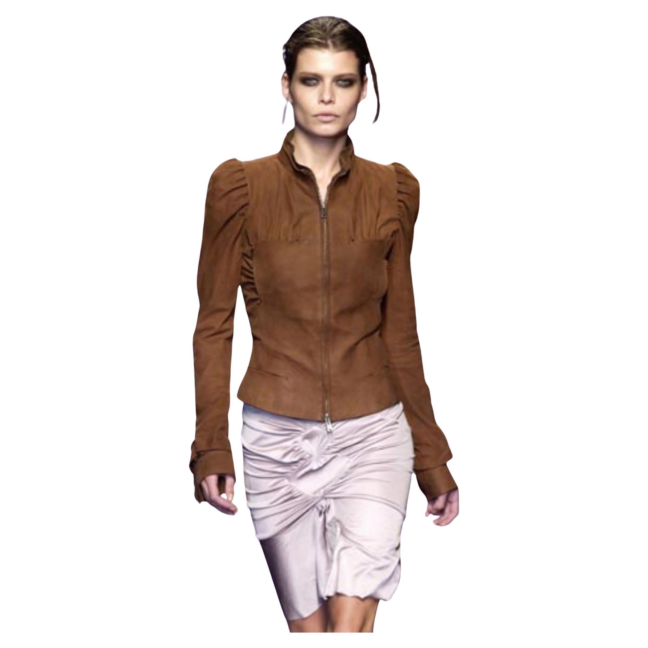 New Tom Ford For Yves Saint Laurent YSL S/S 2003 Suede Jacket Coat Sz 38