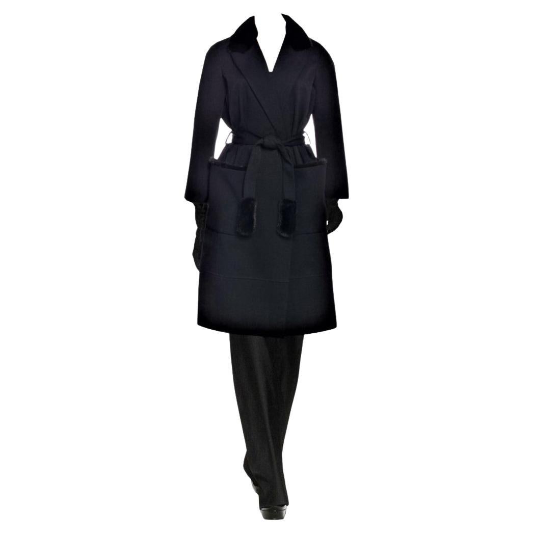 4450 $ Nuevo abrigo Yves Saint Laurent YSL Pre-Fall 2009 de lana gruesa y visón Sz FR40