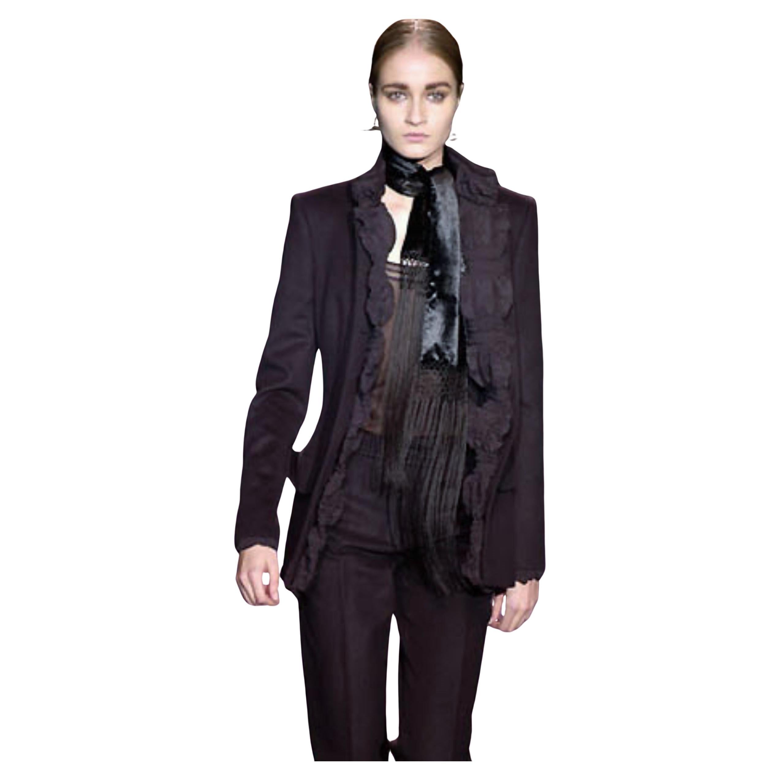 Black New Rare Tom Ford for Yves Saint Laurent YSL F/W 2001 Runway Coat Jacket Sz 36 For Sale