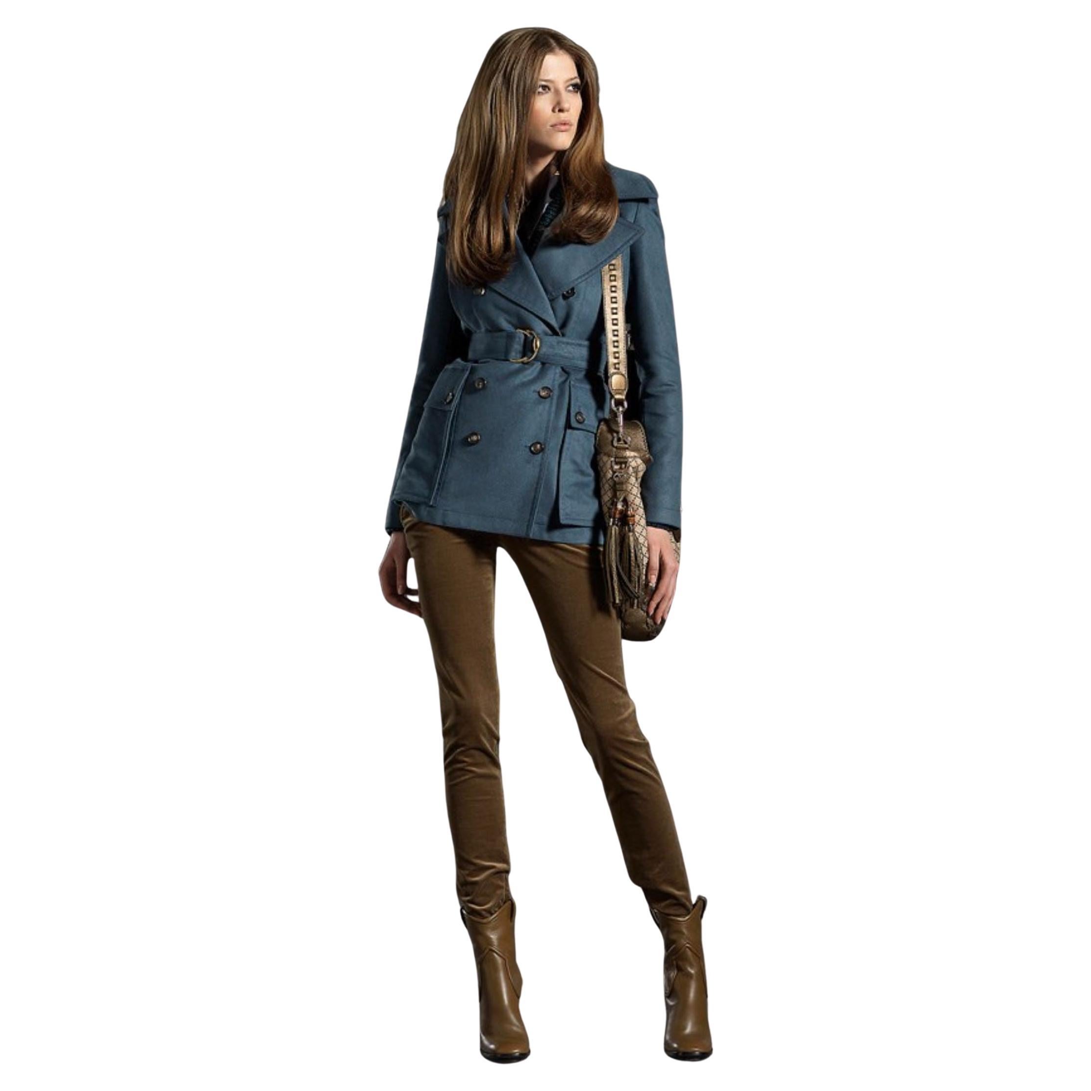 Nuovo Gucci Olive Brown Velvet Runway Pants Pre-Fall 2011 Sz 38 $1499 in vendita