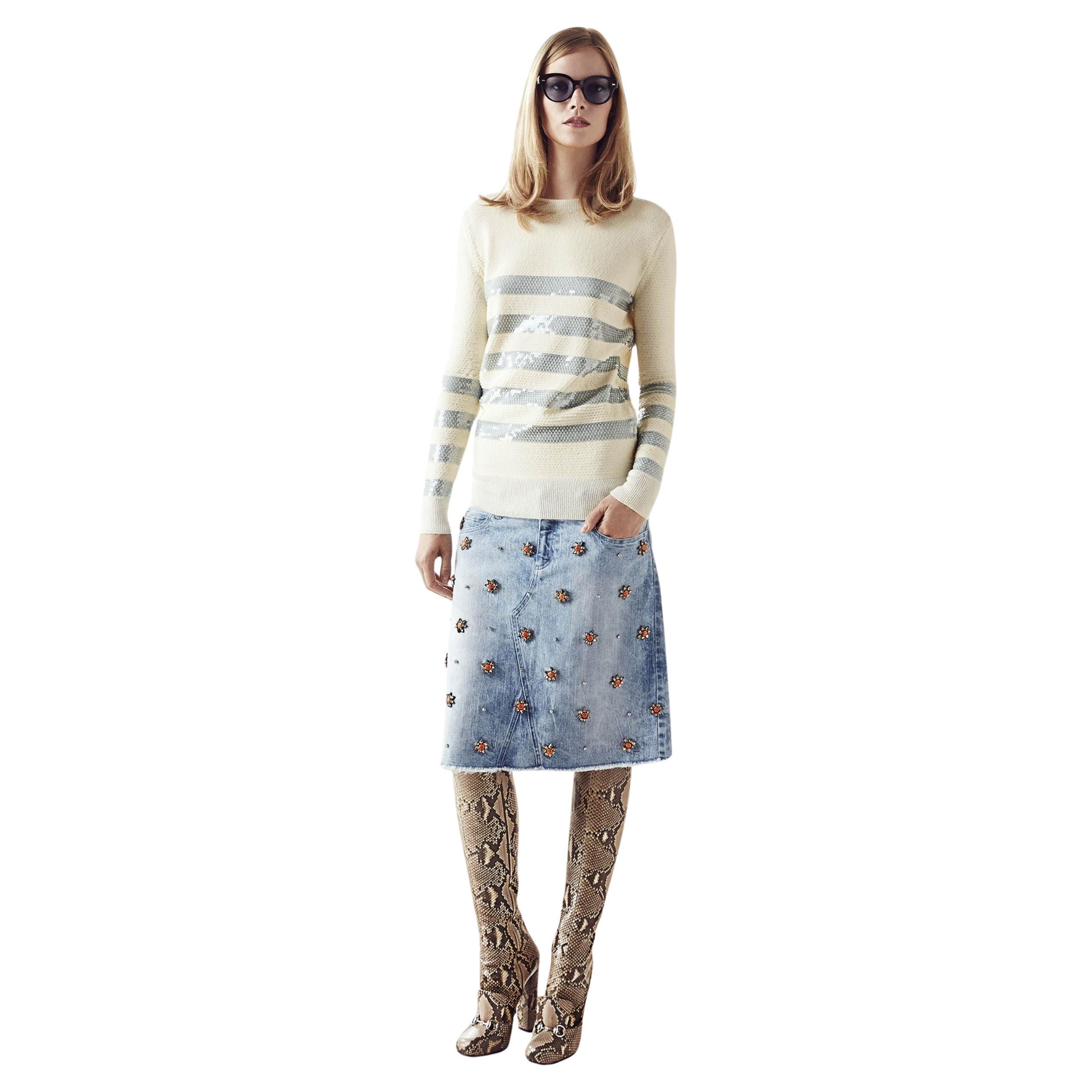 Neuer Gucci Cruise Resort 2015 Ad Kaschmir-Paillettenpullover Gr. L