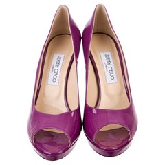 New Jimmy Choo Patent Leather Heels Platform Pumps Sz 39.5
