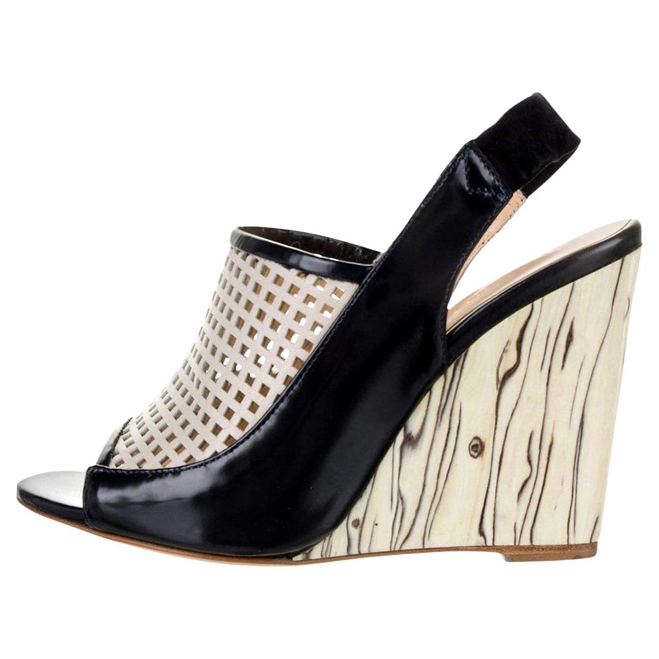 New Eugenia Kim Leather Wedge Heels Sz 39  ÉTATS-UNIS 8,5