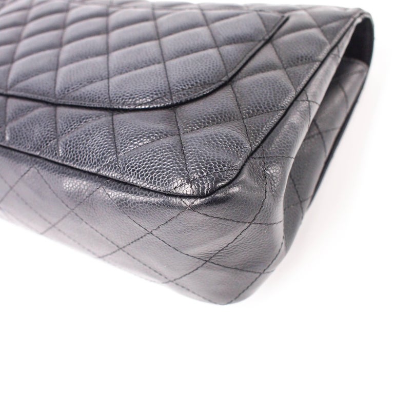 Chanel Single Flap Jumbo caviar leather black with ghw For Sale at 1stDibs