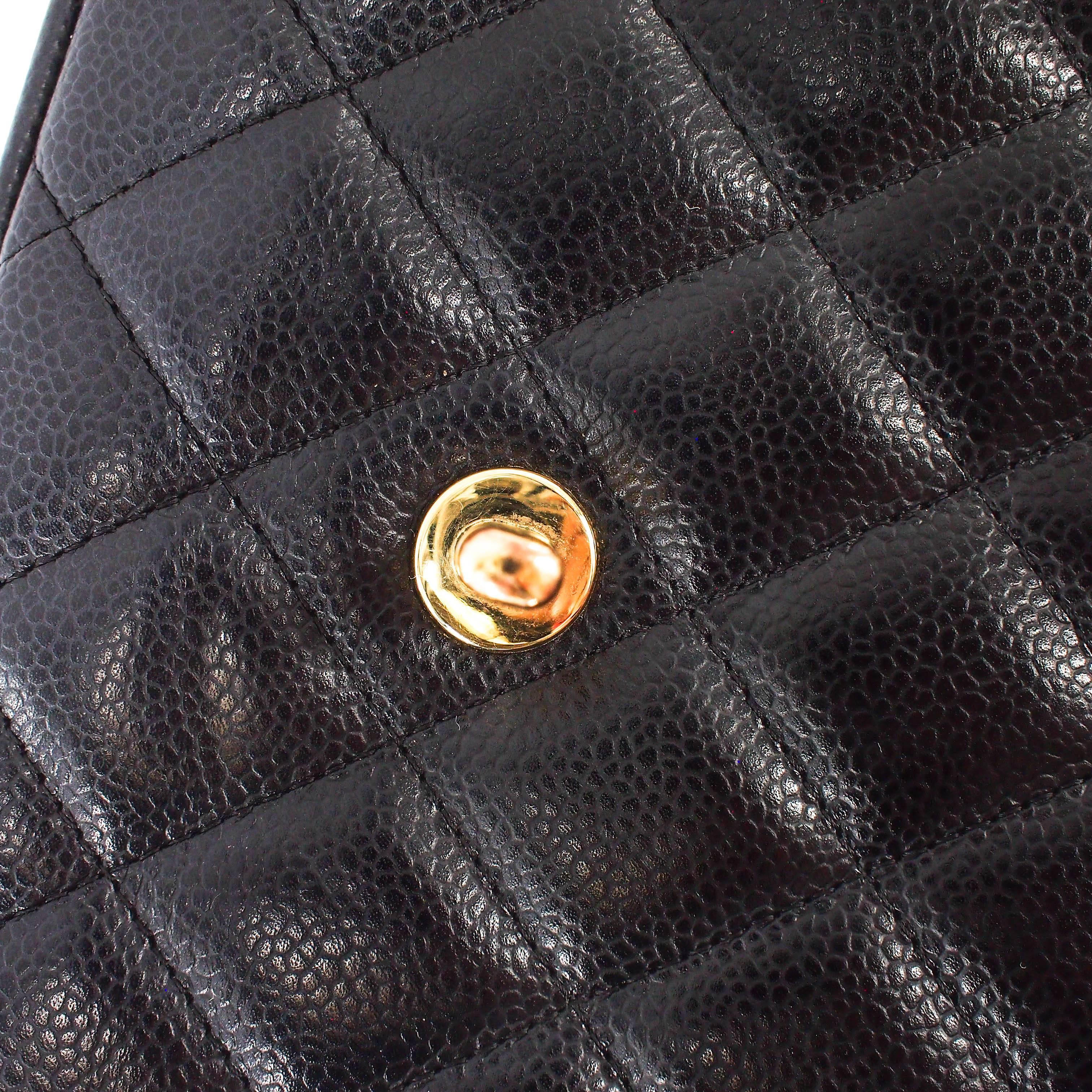 Chanel Single Flap Jumbo caviar leather black with ghw For Sale 12