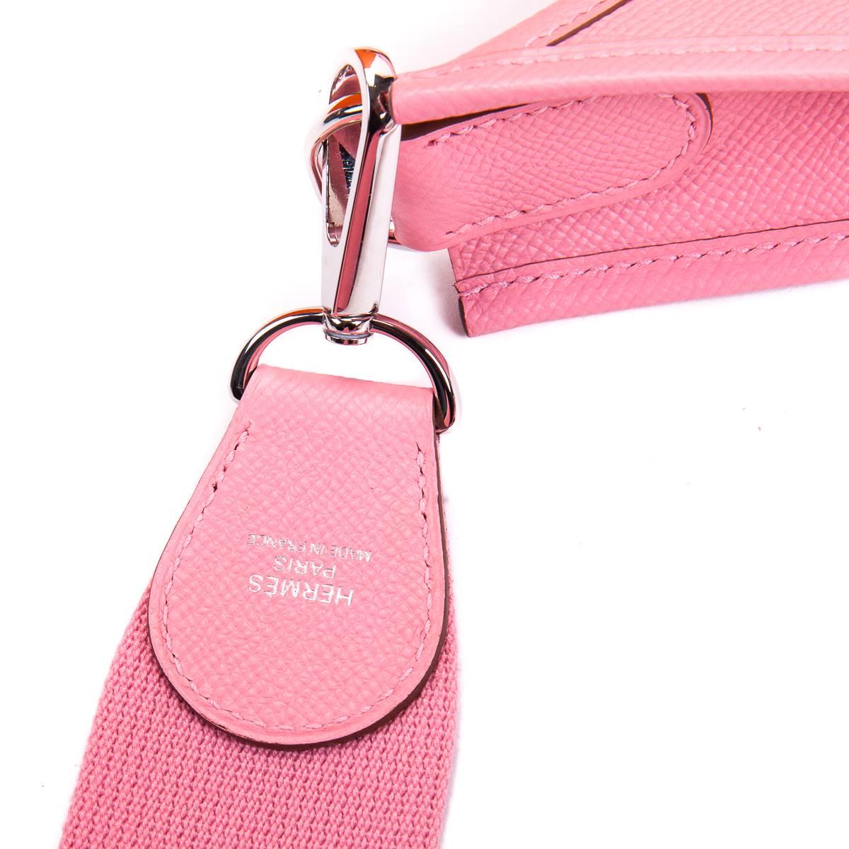 Hermes Pink Evelyne PM Shoulder Bag Epsom leather Rose Confetti   For Sale 6