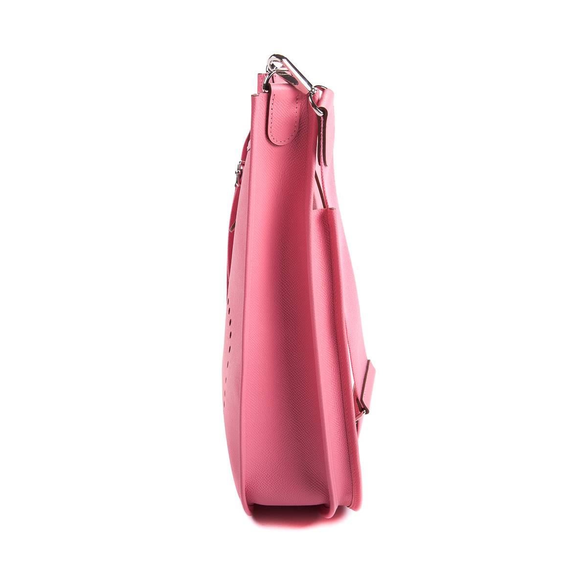 Hermes Pink Evelyne PM Shoulder Bag Epsom leather Rose Confetti   For Sale 1
