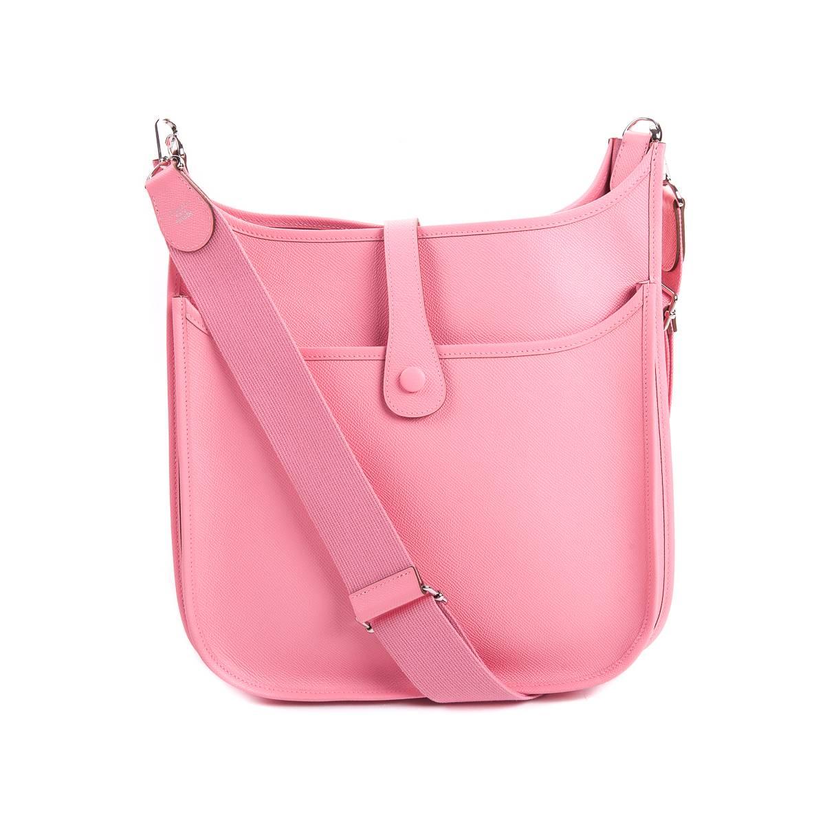 Women's or Men's Hermes Pink Evelyne PM Shoulder Bag Epsom leather Rose Confetti   For Sale