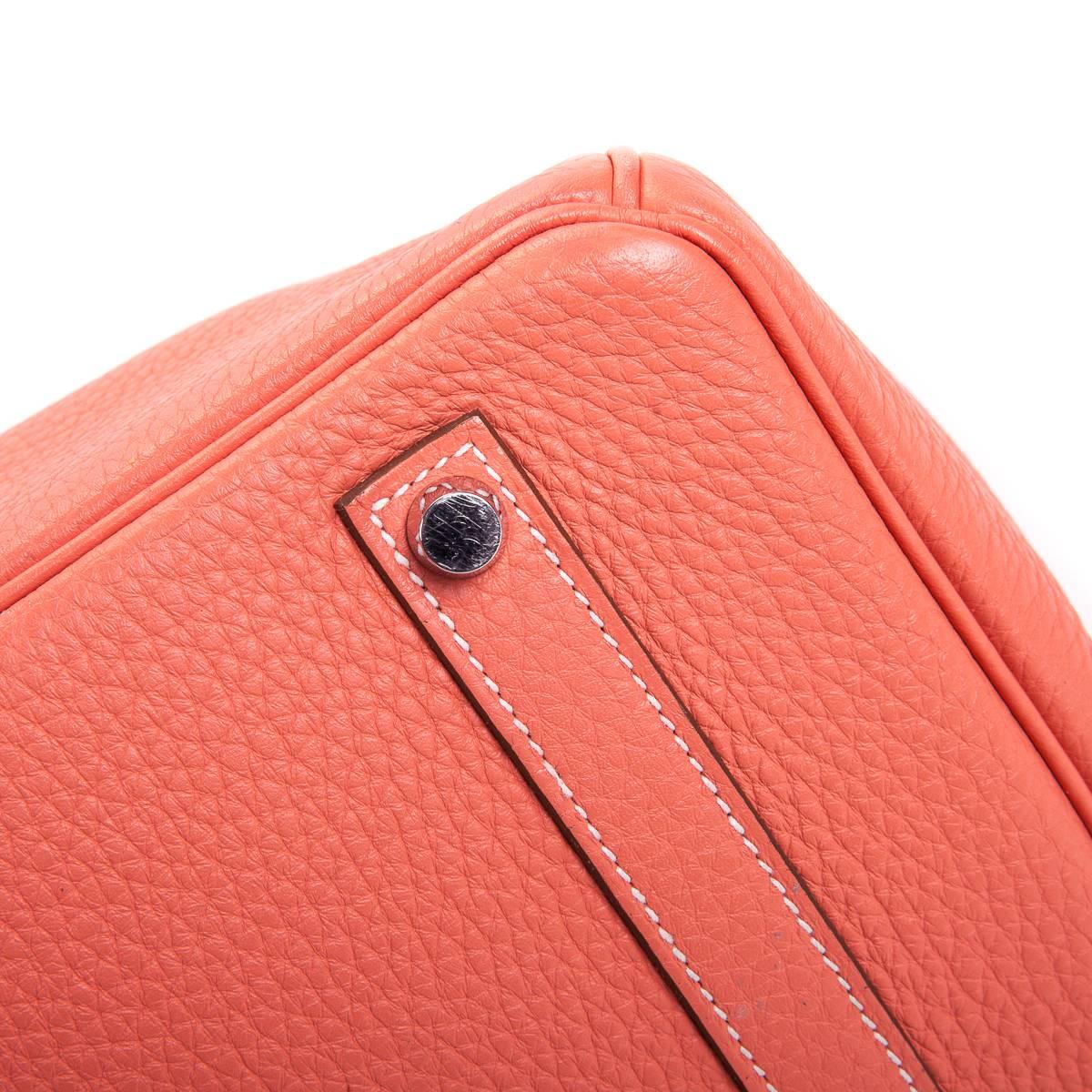Hermes Birkin Handbag 35 in Crevette Clemence Leather with Palladium  For Sale 5