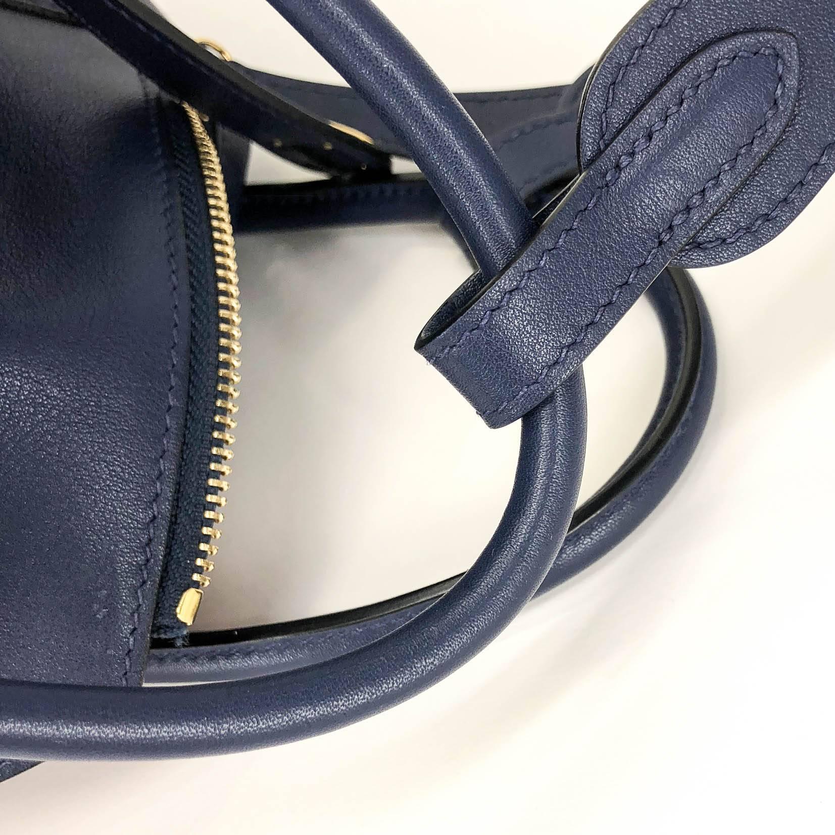 Hermes Handbag Lindy 30 Blue Nuit with Rouge Tomate Interior Gold Hardware (ghw) For Sale 1