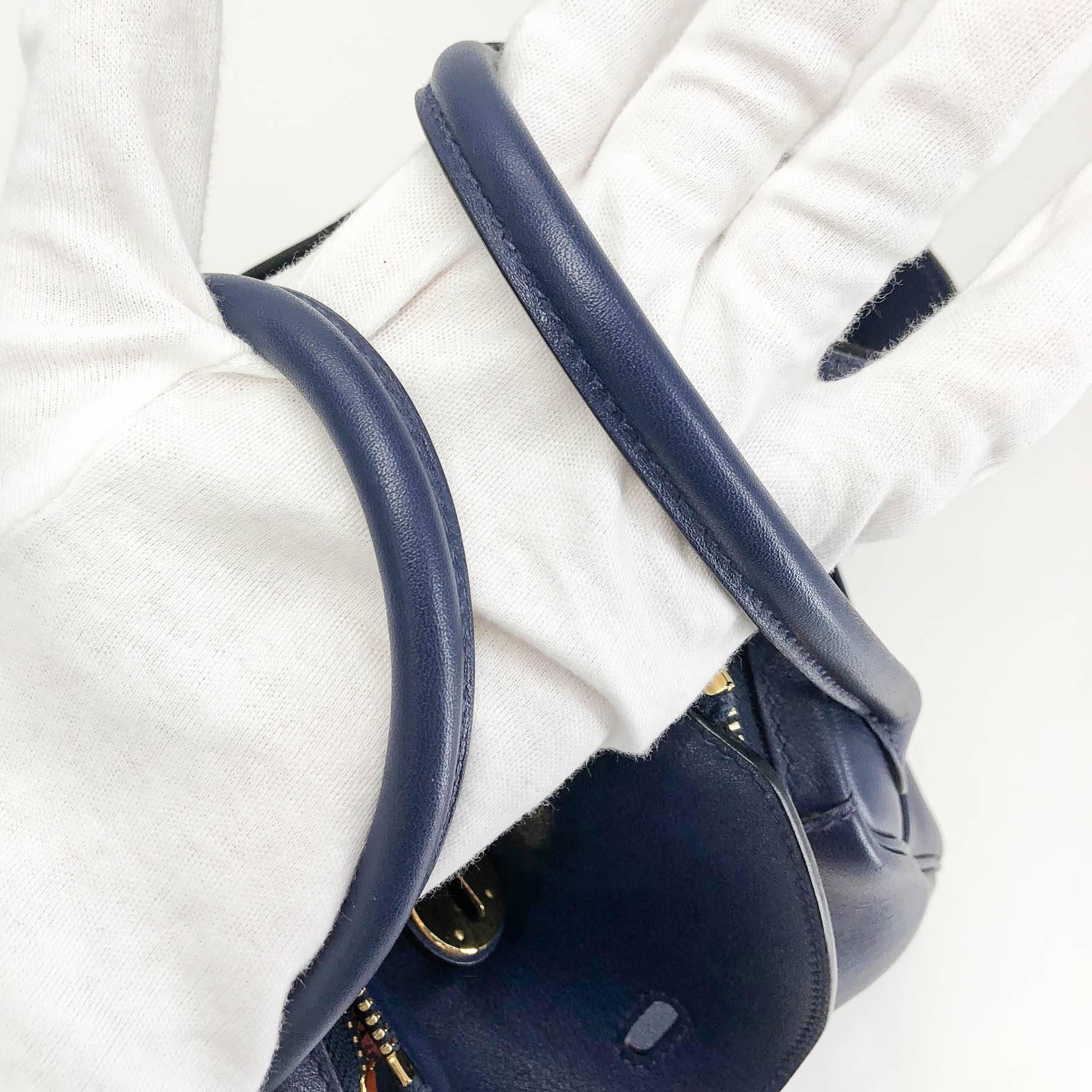 Hermes Handbag Lindy 30 Blue Nuit with Rouge Tomate Interior Gold Hardware (ghw) For Sale 9