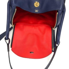 Hermes Handbag Lindy 30 Blue Nuit with Rouge Tomate Interior Gold Hardware (ghw)