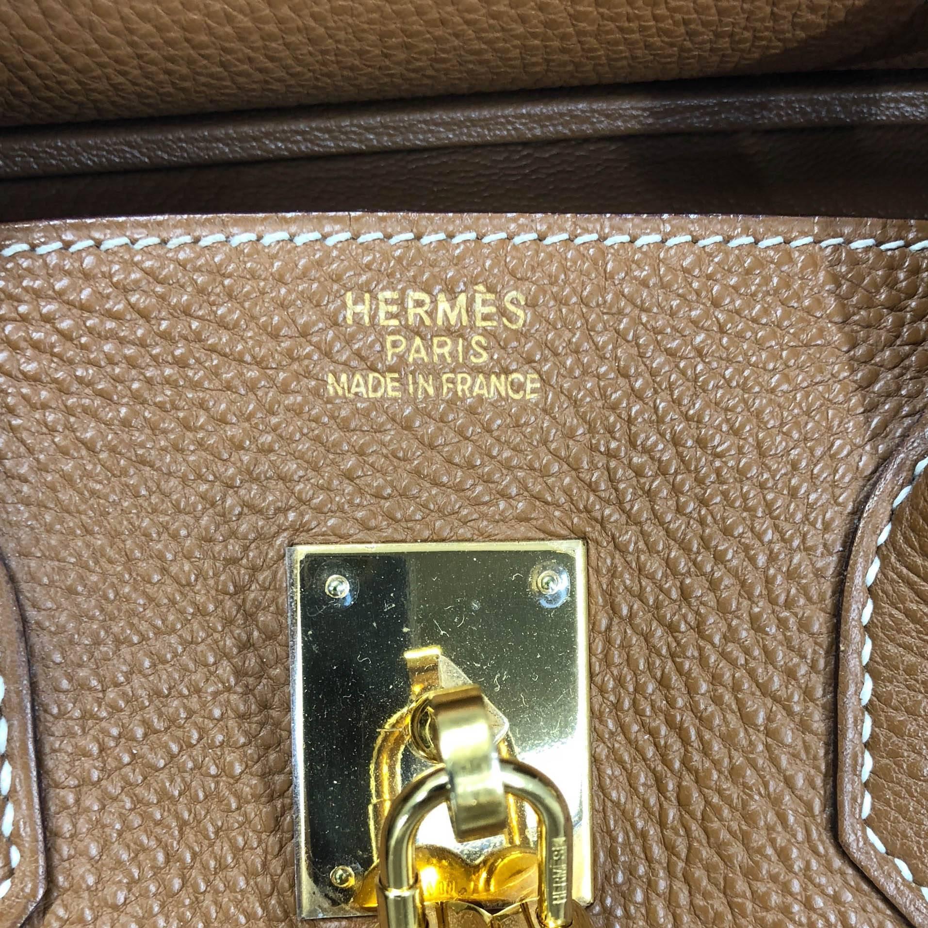 Hermes Handbag Birkin 35 in Gold Clemence Leather with Gold Hardware (ghw) For Sale 10