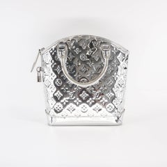 Louis Vuitton Monogram Miroir Lockit Handbag in Silver with Silver Hardware