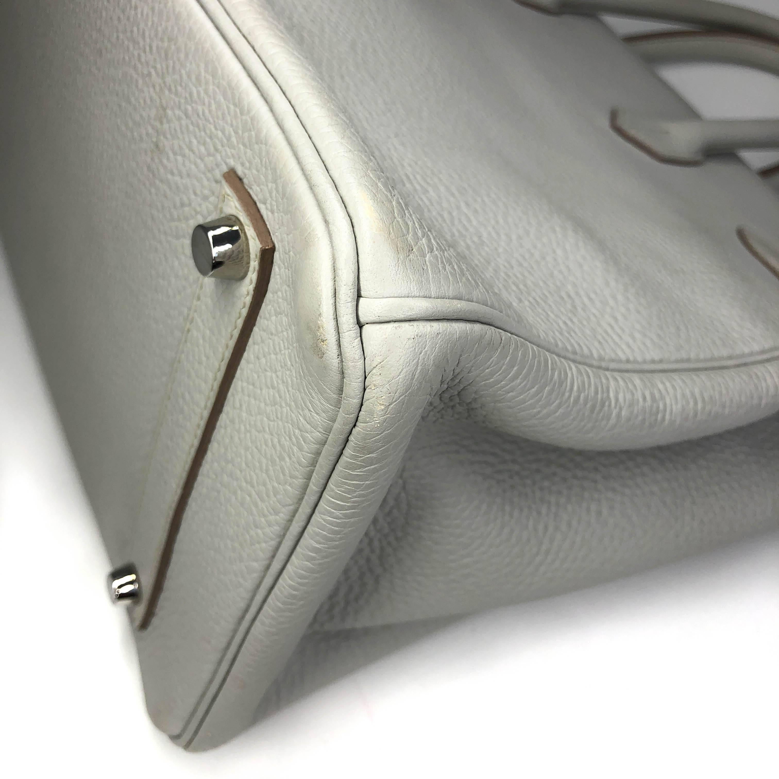 Hermes Birkin 35 Gris Perle Clemence Leather with Palladium Hardware 8