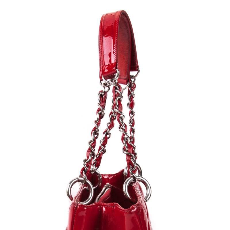 Women's or Men's Chanel Quilted Red Patent Leather GST  For Sale