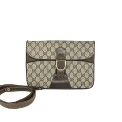 Gucci Vintage GG Monogram Clutch crossbody with Strap and Gold Hardware