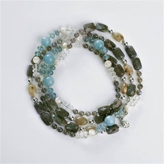 Rock Lily ( NEW ) Beaded Aquamarine Rutile Multicolored Re-Attachable Necklace