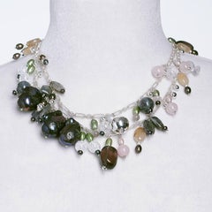 Rock Lily ( NEW ) Cultured Black Baroque Pearl Multicolored Opera Drop Necklace