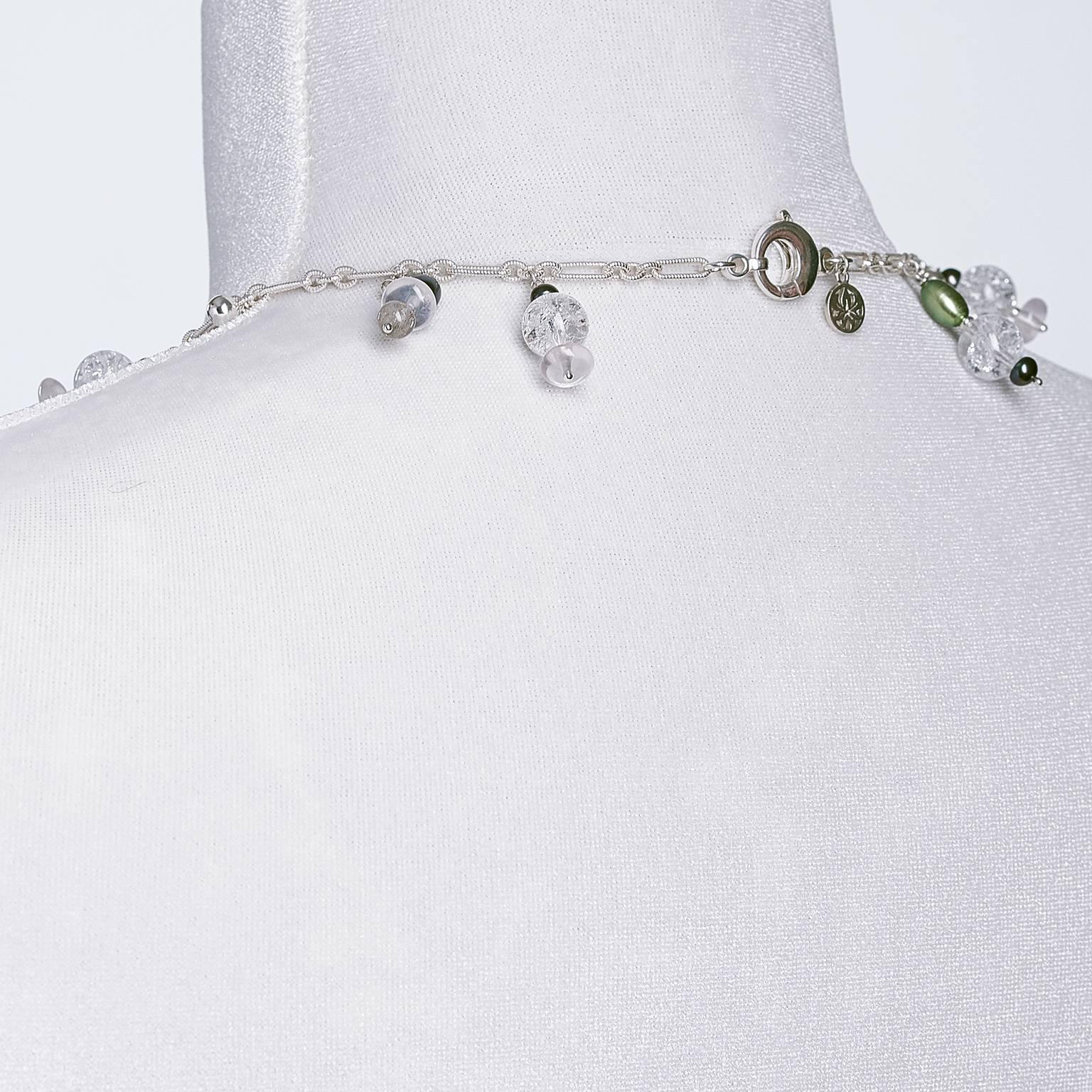 Rock Lily ( NEW ) Cultured Black Baroque Pearl Multicolored Opera Drop Necklace For Sale 1