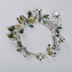 Rock Lily ( NEW ) Cultured White Baroque Pearl Multicolored Opera Drop Necklace