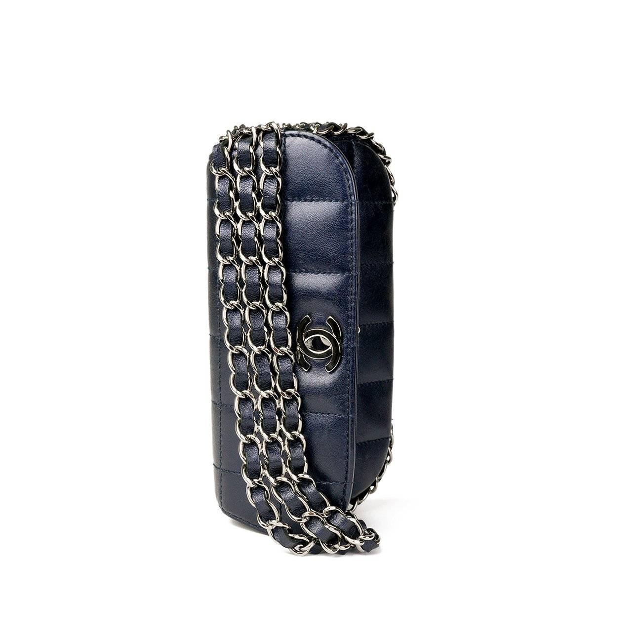 Black Chanel Chain Around Mini Dark Blue Clutch Mini Classic Flap
