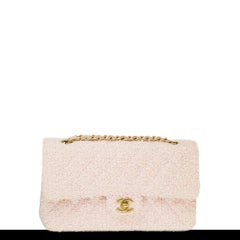 Chanel Vintage Pink Tweed Medium Classic Soft Pink Flap Bag