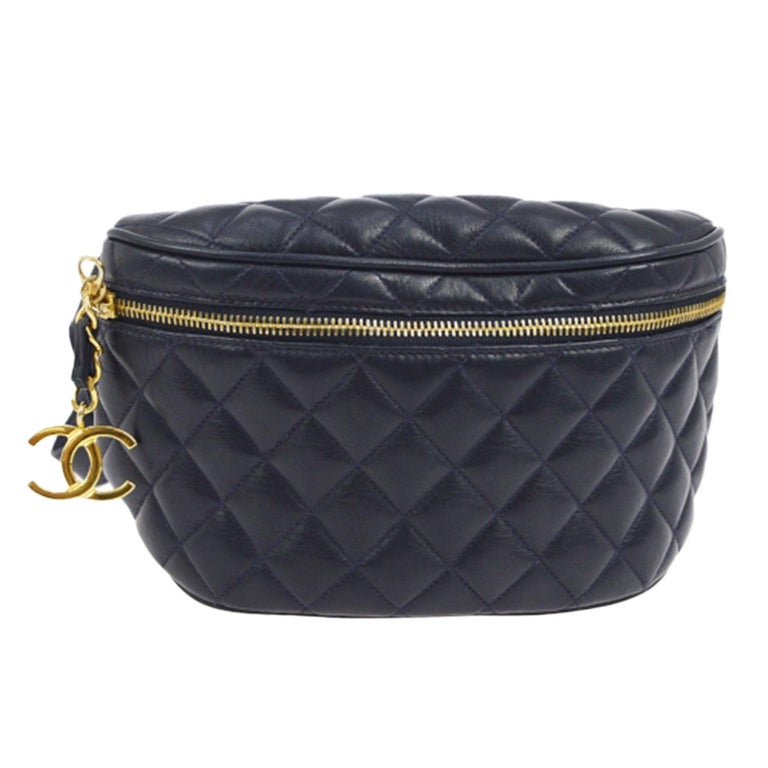 Chanel Quilted Lambskin Vintage Fanny Pack Waist Belt Bum Bag, 1990s For Sale at 1stDibs