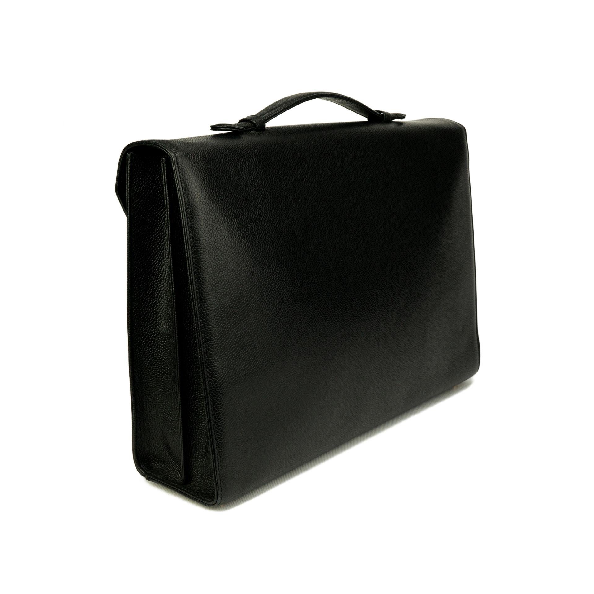 Chanel 1997 Rare Vintage Caviar Flap Executive Briefcase Portfolio