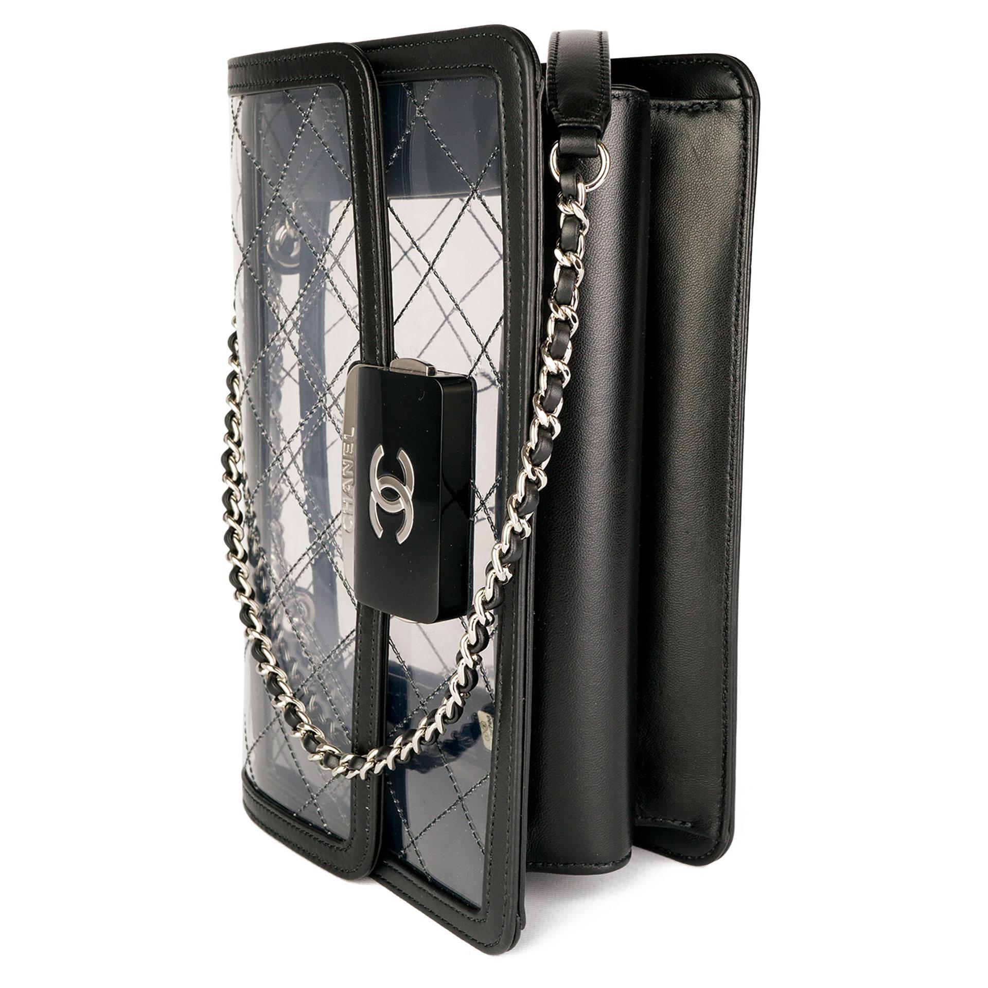 Chanel 2017 Classic Flap Naked Beauty Lock Clear Transparent PVC Crossbody Bag 3