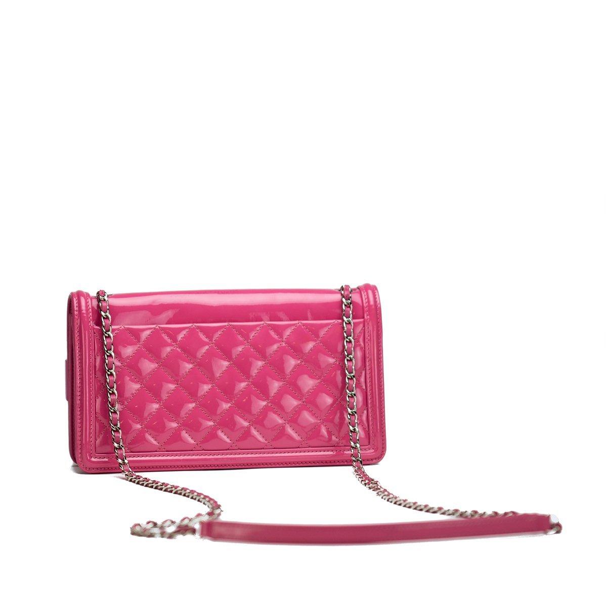 Chanel Hot Pink Ombre Patent Leather Brick Flap Crossbody Convertible Clutch  For Sale 4