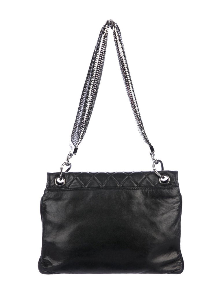 Chanel Classic Flap With Mesh Chain Black Lambskin Leather Shoulder Bag ...