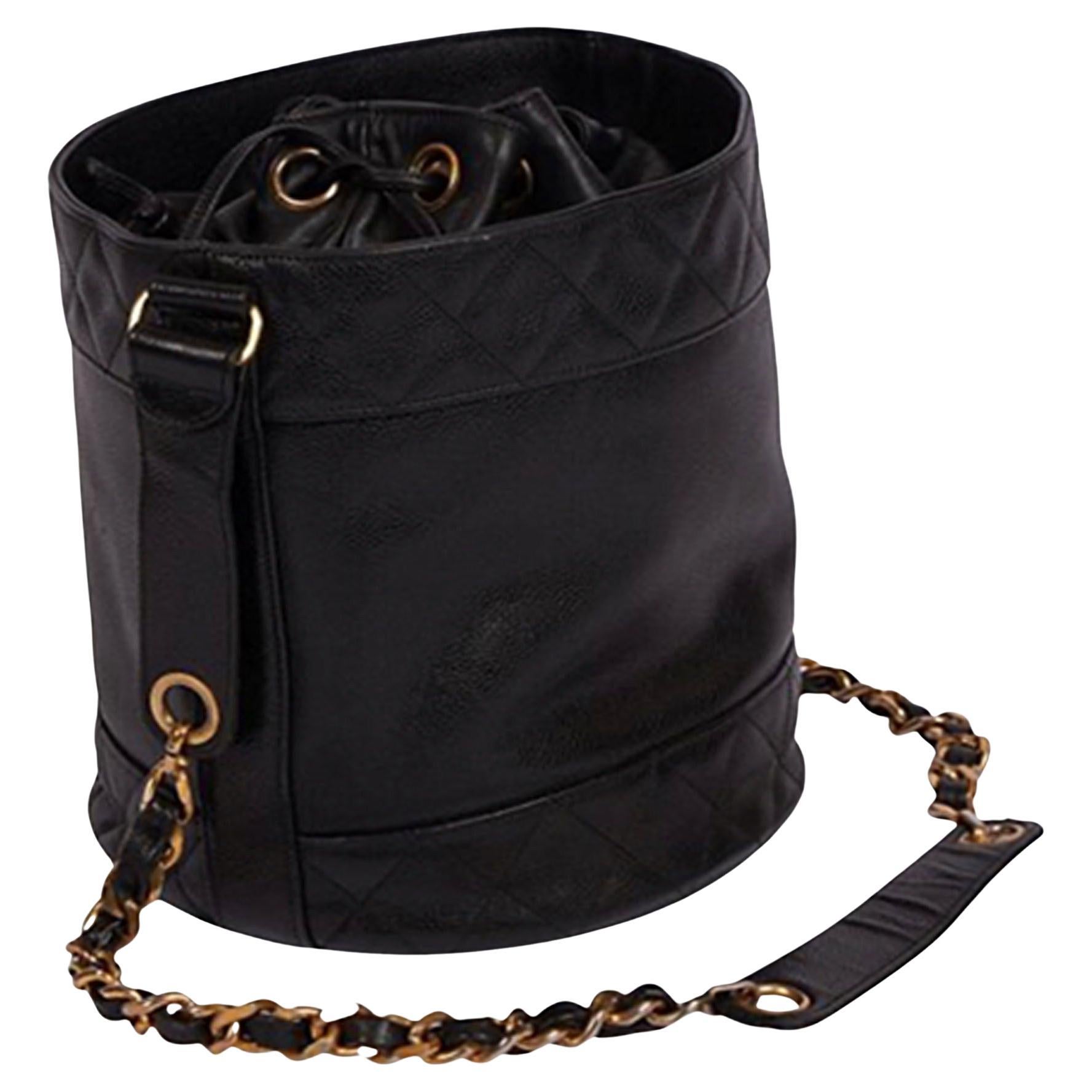 Chanel 90's Black Iconic Bucket Bag For Sale