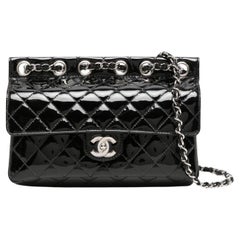 Chanel Classic Flap Supermodel Super Rare Quilted Black Patent Leather Bag