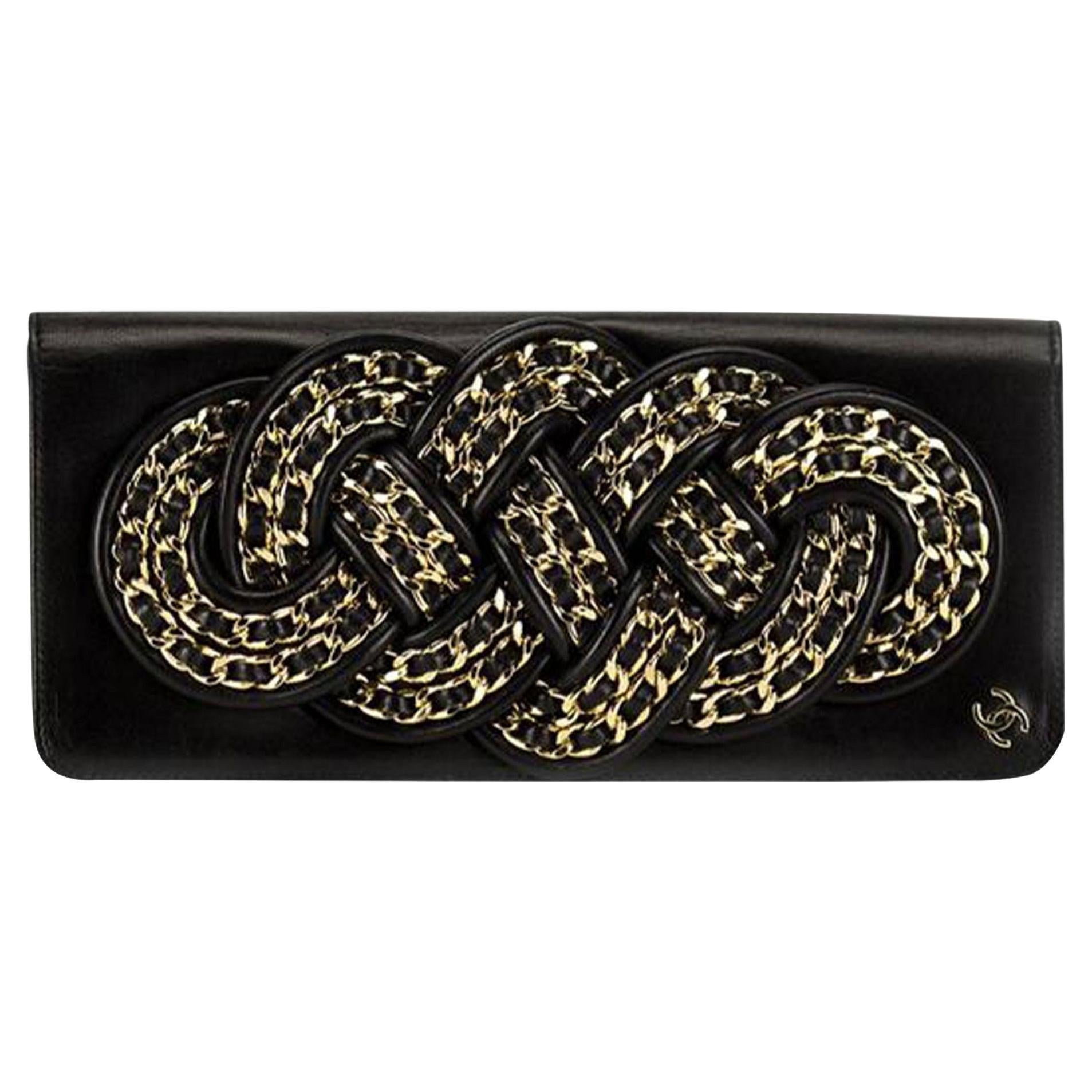 Chanel Twisted Chain Knotted Limited Edition Rare Black Lambskin Clutch
