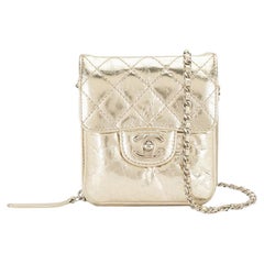 Used Chanel Gold Mini Diamond Quilted CC Crossbody Bag