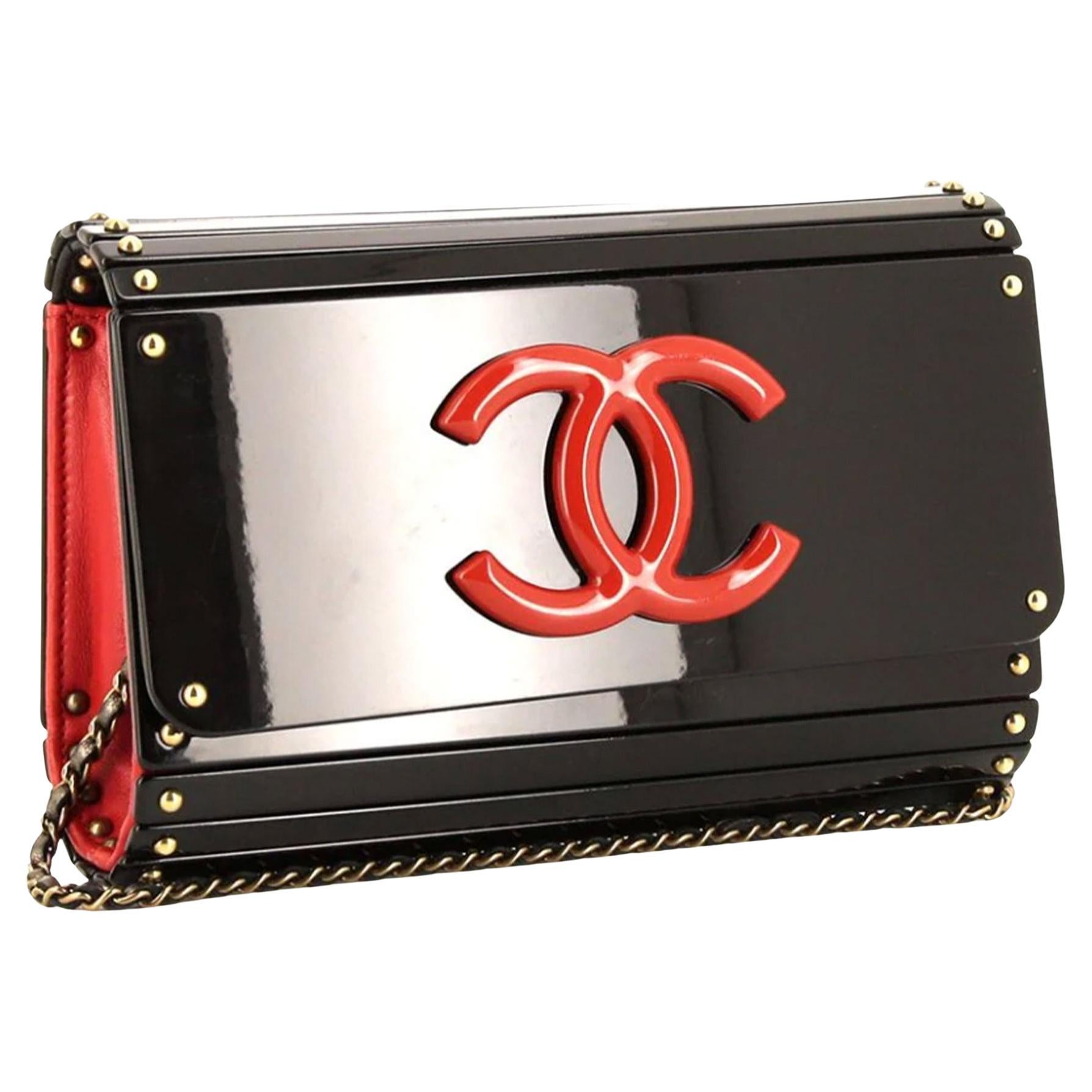 Chanel Vintage Red & Black Layered CC Minaudière Bag Clutch  For Sale