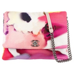 Used Chanel Rare Pink Tie Dye Graffiti Flower Paintbrush Large Maxi Shoulder Bag