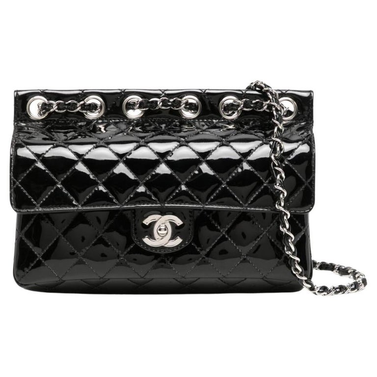 Lot - Chanel Quilted Black Patent Leather Flap Bag
