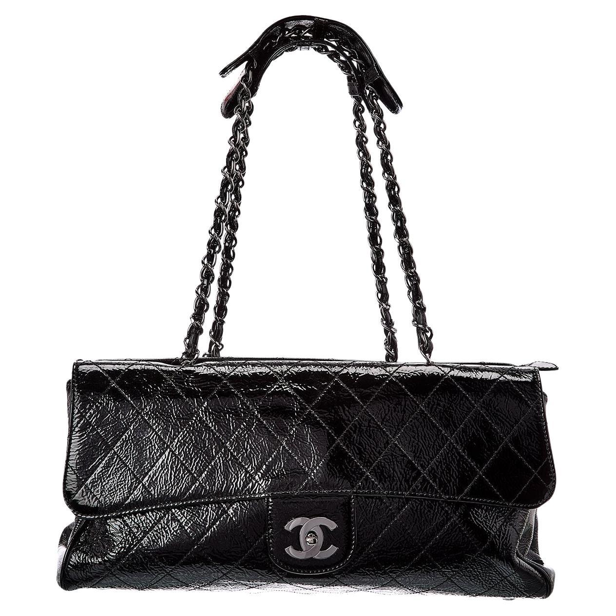 Chanel 2006 Large Classic Flap Patent Kiss-lock Multi Compartment Tote Bag For Sale