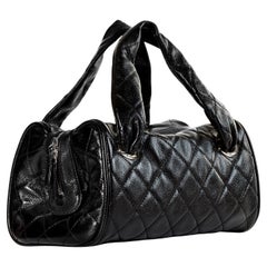 Chanel 2006 Quilted Caviar CC Kelly Top Handle Boston Small Satchel Tote Bag 