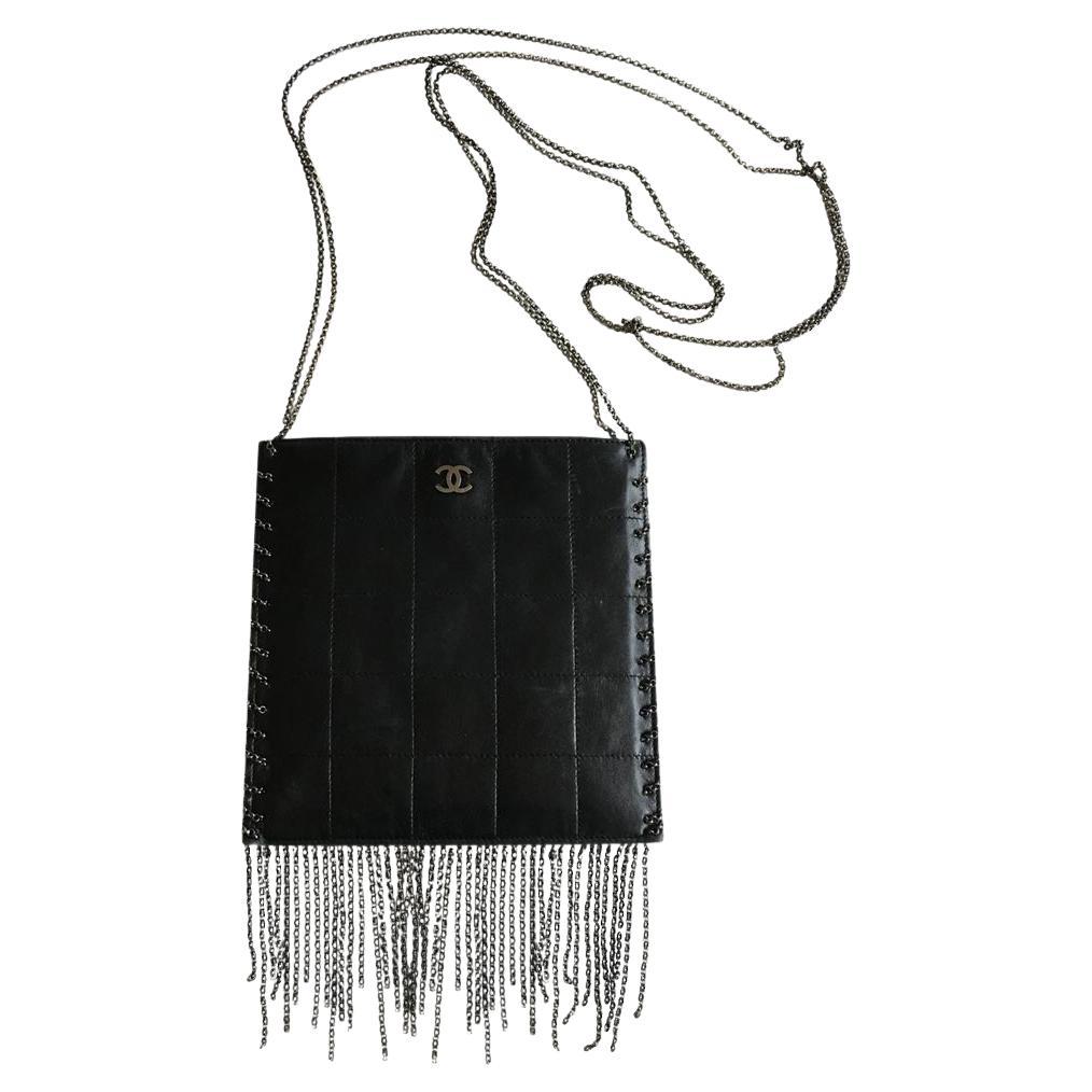 Chanel 2002 Vintage Edgy Punk Fringe Chain Quilted Mini Tote Crossbody Bag For Sale