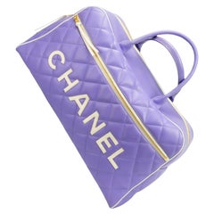 Chanel Rare Purple Vintage 1990 Weekend Duffel Overnight Duffle Tote