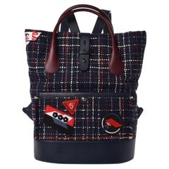 Chanel Space Flight Handle Logo New Tweed Blue Navy Backpack