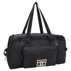 Chanel Schwarz CC Sport Line Vintage 2001 Duffle Travel XL Private Jet Tote, Schwarz