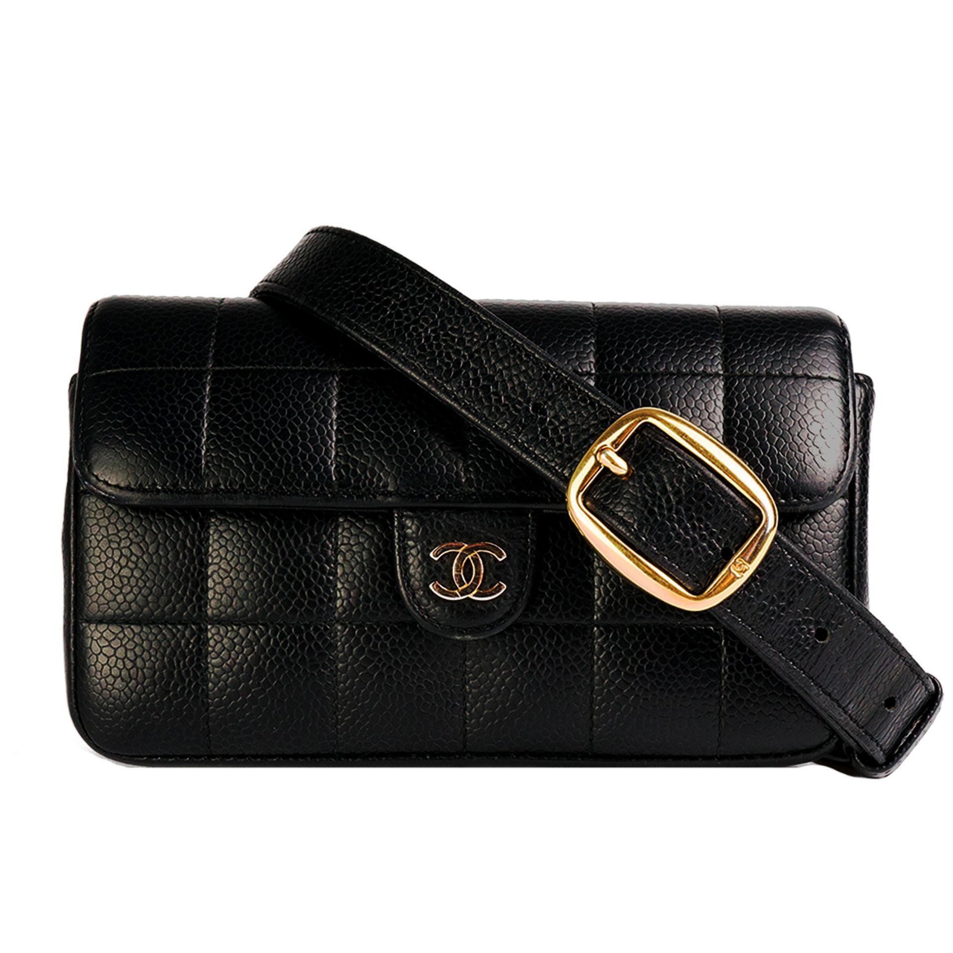 Chanel Vintage Caviar Mini Classic Flap Fanny Pack Waist Belt Bag 